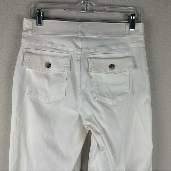 Spanx White Shaping Stretch Twill Cropped Wide Leg Pants Size Large - Picture 4 of 8